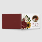 ヴィンテージ素朴花バーガンディ記念記念キープサケ ゲストブック (全面)