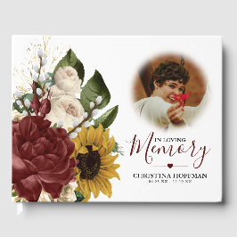 ヴィンテージ素朴花バーガンディ記念記念キープサケ ゲストブック