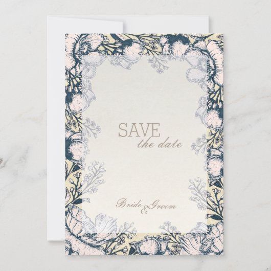 ヴィンテージ素朴花フローラ結婚式の日付を保存 セーブザデート (正面)