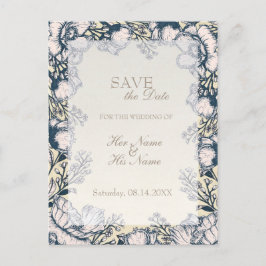 ヴィンテージ素朴花フローラ結婚式の日付を保存 案内ポストカード