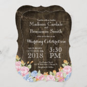 ヴィンテージ素朴花屋の木の結婚式 招待状 (正面/裏面)