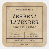 ヴィンテージ素朴薬用スタイルキャンドル瓶ラベル スクエアシール (正面)