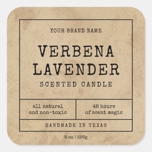 ヴィンテージ素朴薬用スタイルキャンドル瓶ラベル スクエアシール (正面)