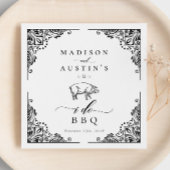 ヴィンテージ素朴豚I Do BBQカジュアル結婚の スタンダードカクテルナプキン