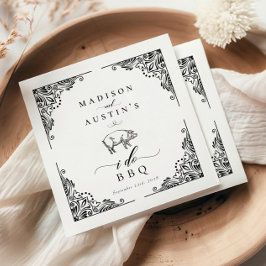 ヴィンテージ素朴豚I Do BBQカジュアル結婚の スタンダードカクテルナプキン