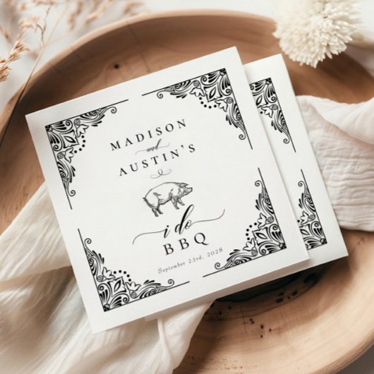 ヴィンテージ素朴豚I Do BBQカジュアル結婚の スタンダードカクテルナプキン