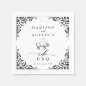 ヴィンテージ素朴豚I Do BBQカジュアル結婚の スタンダードカクテルナプキン (正面)