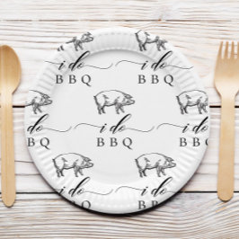 ヴィンテージ素朴豚I Do BBQカジュアル結婚の ペーパープレート