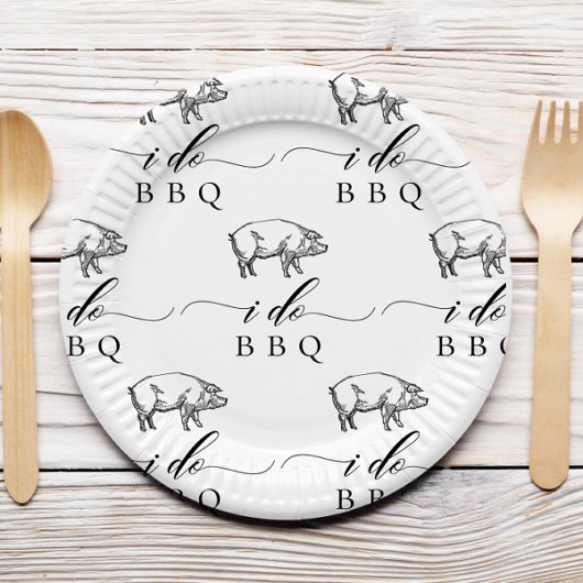 ヴィンテージ素朴豚I Do BBQカジュアル結婚の ペーパープレート