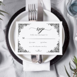 ヴィンテージ素朴豚I Do BBQカジュアル結婚の 出欠カード