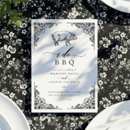 ヴィンテージ素朴豚I Do BBQカジュアル結婚の 招待状