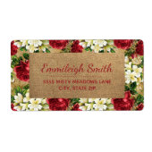 ヴィンテージ素朴赤い白い花クラフトクリスマス ラベル (正面)