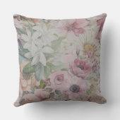 ヴィンテージ素朴赤面ピンク花柄モノグラム クッション (裏面)