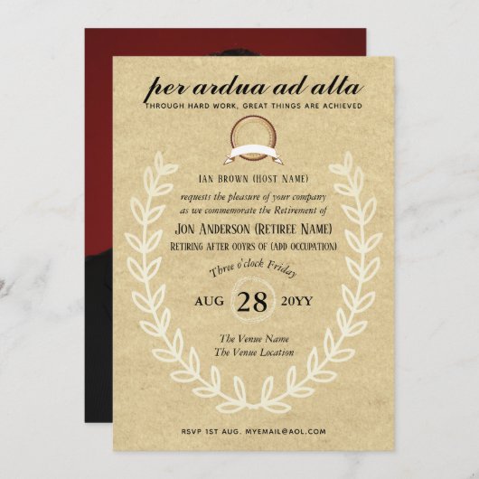 ヴィンテージ素朴退職写真職業をテーマ 招待状 (正面/裏面)