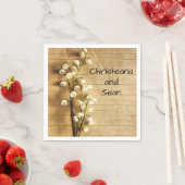 ヴィンテージ素朴金ゴールドとホワイトリリーフローラ スタンダードカクテルナプキン (インサイチュ)