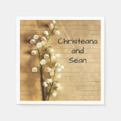 ヴィンテージ素朴金ゴールドとホワイトリリーフローラ スタンダードカクテルナプキン (正面)