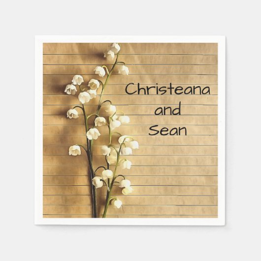 ヴィンテージ素朴金ゴールドとホワイトリリーフローラ スタンダードカクテルナプキン (正面)