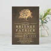 ヴィンテージ素朴金ゴールドオークツリー結婚式招待状 招待状 (スタンド正面)
