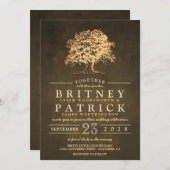 ヴィンテージ素朴金ゴールドオークツリー結婚式招待状 招待状 (正面/裏面)