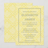 ヴィンテージ素朴金ゴールドダマスクウェディング招待状 招待状 (正面/裏面)