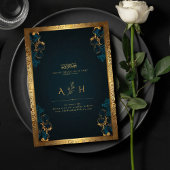 ヴィンテージ素朴金ゴールドフレームイ結婚スラームのモノグラム 招待状