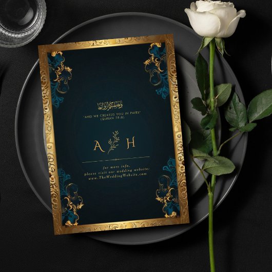 ヴィンテージ素朴金ゴールドフレームイ結婚スラームのモノグラム 招待状