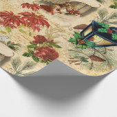 ヴィンテージ素朴金ゴールドフローラクリスマスエフェメラ ラッピングペーパー (角)