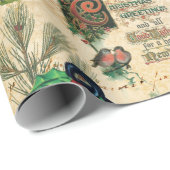 ヴィンテージ素朴金ゴールドフローラクリスマスエフェメラ ラッピングペーパー (ロールコーナー)