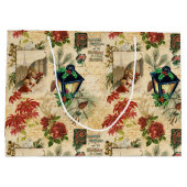 ヴィンテージ素朴金ゴールドフローラクリスマスエフェメラ ラージペーパーバッグ (裏面)