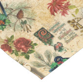 ヴィンテージ素朴金ゴールドフローラクリスマスエフェメラ ロングテーブルランナー (コーナー)