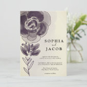 ヴィンテージ素朴金ゴールド水色フローラ結婚の 招待状 (スタンド正面)