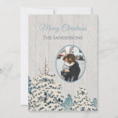 ヴィンテージ素朴雪の森の写真クリスマスカード シーズンカード (正面)