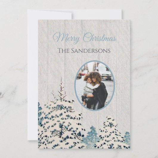 ヴィンテージ素朴雪の森の写真クリスマスカード シーズンカード (正面)