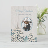 ヴィンテージ素朴雪の森の写真クリスマスカード シーズンカード (スタンド正面)