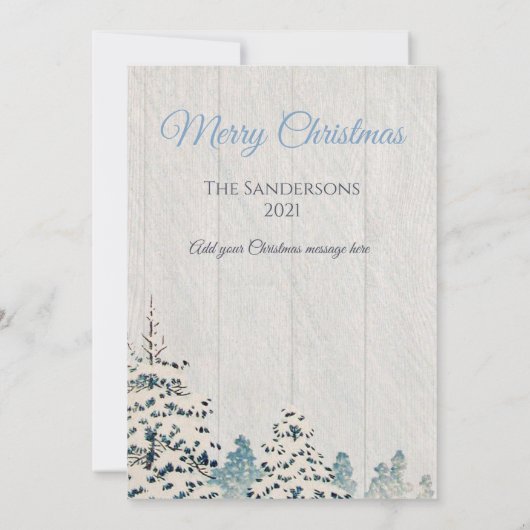 ヴィンテージ素朴雪の森の写真クリスマスカード シーズンカード (裏面)