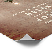 ヴィンテージ素朴電球結婚の歓迎 ポスター (角)