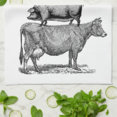 ヴィンテージ素朴飼育動物キッチン キッチンタオル (折り畳み)