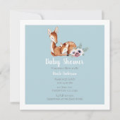ヴィンテージ素朴鹿の森フローラ赤ちゃんシャワー 招待状 (正面)
