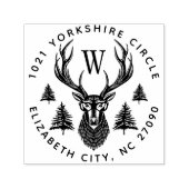 ヴィンテージ素朴鹿&パインファミリーモノグラムアドレス セルフインキングスタンプ (デザイン)