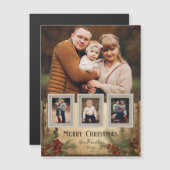 ヴィンテージ素朴4写真メリークリスマスグリーティング (正面/裏面)