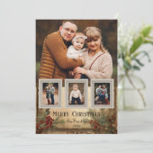ヴィンテージ素朴4写真メリークリスマスグリーティング シーズンカード (スタンド正面)