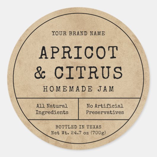 ヴィンテージ素朴70cl 1Lジャムびんの蓋ラベルを保持 ラウンドシール (正面)