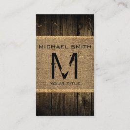 ヴィンテージ素朴・バーラップ・ウッド・ルック・モノグラム#2 名刺