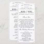 ヴィンテージ素朴，国，白結婚式 プログラム (正面/裏面)