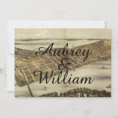 ヴィンテージ素朴 Madison wiマップ結婚式招待状 招待状 (正面)