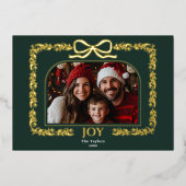 ヴィンテージ素朴Bow緑の家族のフォトフレーム 箔招待状 (正面)