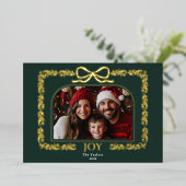 ヴィンテージ素朴Bow緑の家族のフォトフレーム 箔招待状 (立ち正面)