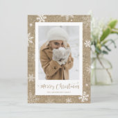 ヴィンテージ素朴Burlapフォトクリスマスカード シーズンカード (スタンド正面)