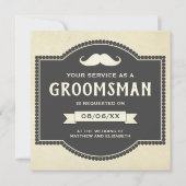 ヴィンテージ素朴Mustache Groomsmanリクエスト 招待状 (正面)