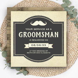 ヴィンテージ素朴Mustache Groomsmanリクエスト 招待状